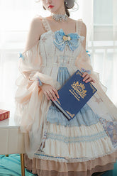 Cardigan multicolore avec nœud papillon, elfes à volants en couches multiples, robe JSK Sweet Lolita